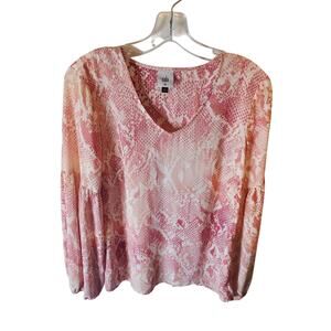 Cabi Pink Python Pinted Blouse, XS
